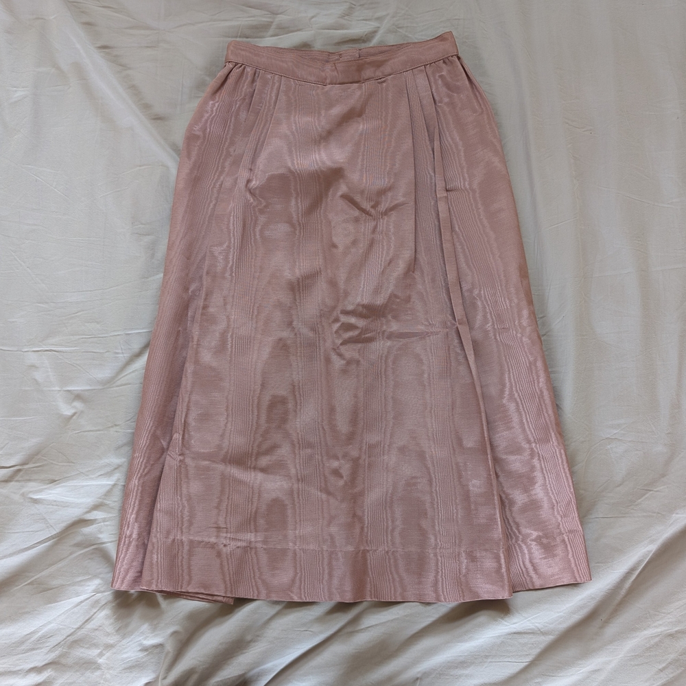 Vintage Pink Pleated A-Line Midi Skirt